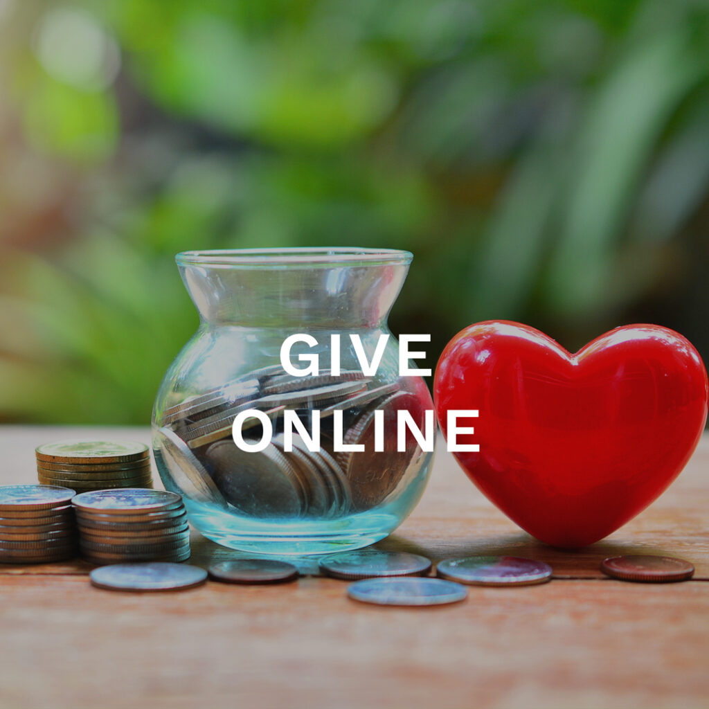 Give Online Button. Image of Loose change and a heart